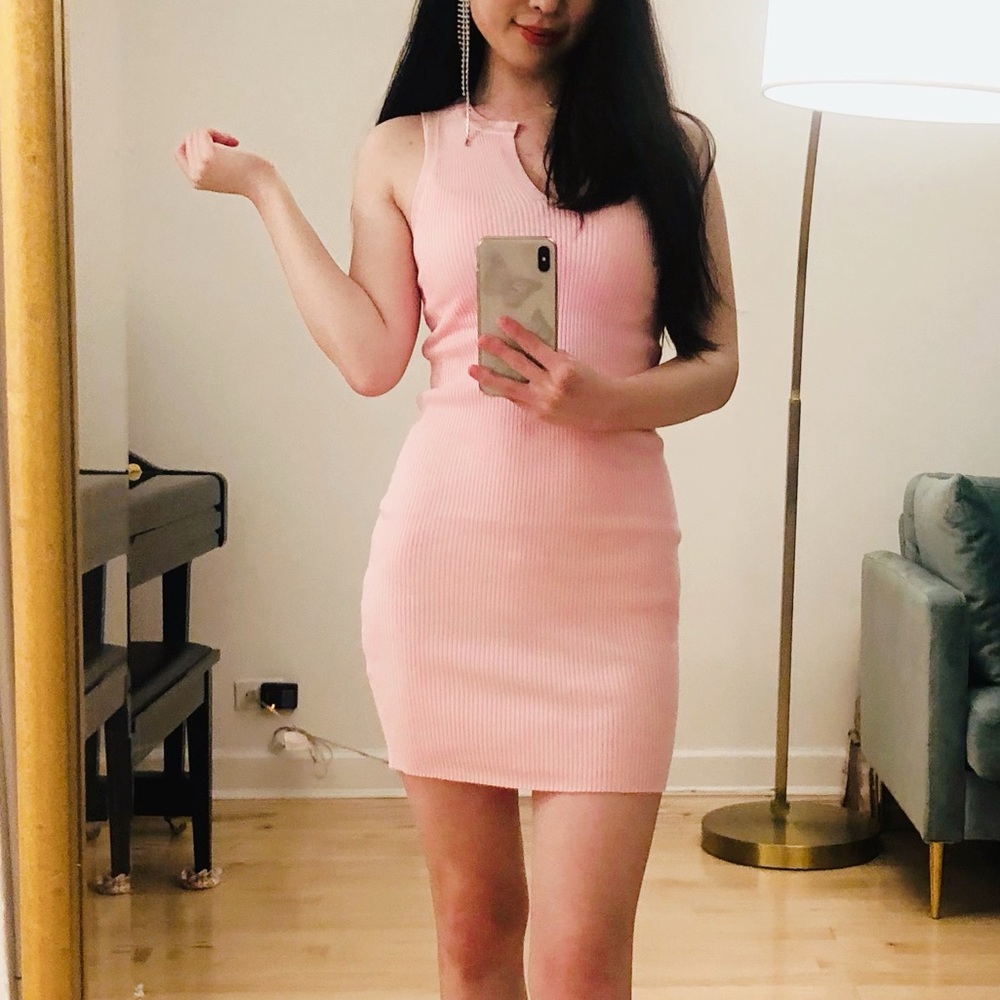 Princess Polly Soft Pink Ribbed Mini Dress